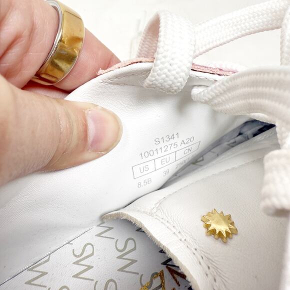 [Stuart Weitzman] Daryl Pink Metallic Snake Embossed Leather Sneakers Size 8.5 - Picture 11 of 12